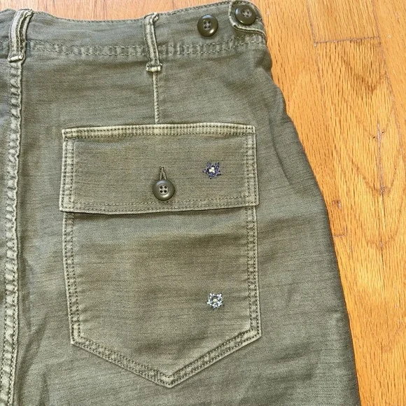 American Eagle Shorts High Rise Embroidered Floral Utility Raw Hem Boho‎ Cottage - Picture 4 of 9